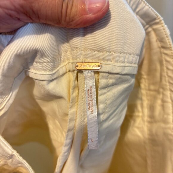 Free People High Waist 90s Peg Paperbag Cream Pleated Belted Trousers Pants - Picture 4 of 13